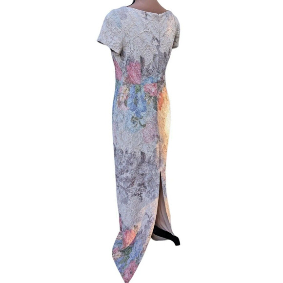 Adrianna Papell Melinda Gown 4 Pastel Matelasse Floral Dress Formal Bridgerton - Picture 8 of 16